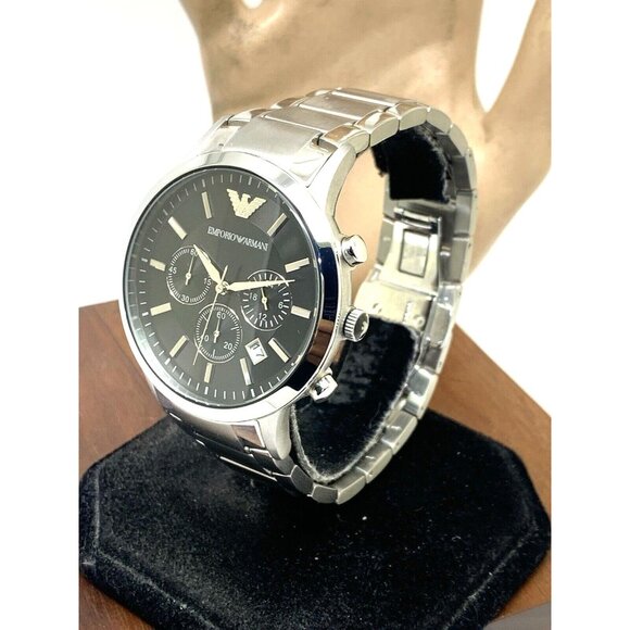 Emporio Armani Men's Watch AR2434 Quartz Chronograph Black Dial Stainless Steel - Picture 2 of 13